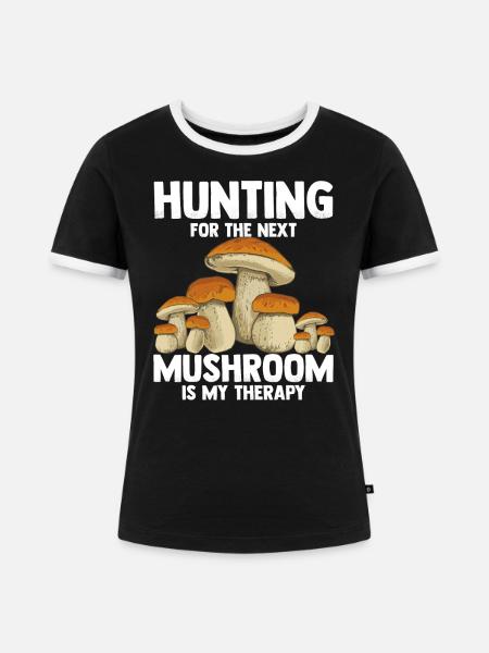 Mushroom Hunting - Frauen Kontrast-T-Shirt - Schwarz/Weiß