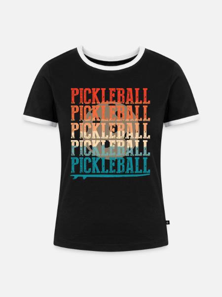 Pickleball - Frauen Kontrast-T-Shirt - Schwarz/Weiß
