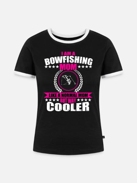 Bogenfischender Mama - Frauen Kontrast-T-Shirt - Schwarz/Weiß