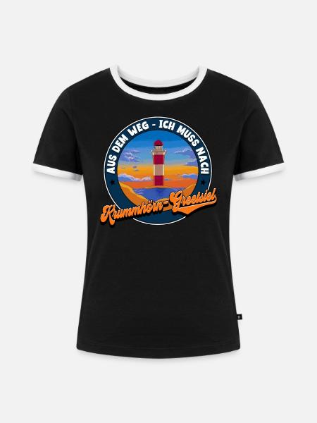Krummhörn-Greetsiel - Frauen Kontrast-T-Shirt - Schwarz/Weiß