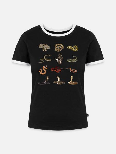 Verschiedene Schlangenarten - Frauen Kontrast-T-Shirt - Schwarz/Weiß