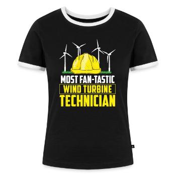 Die meisten fan-tastischen Windkraft-Techniker - Frauen Kontrast-T-Shirt - Schwarz/Weiß - Vorne - Selfina (174cm)