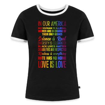 LGBT Pride LGBTQ Pride - Frauen Kontrast-T-Shirt - Schwarz/Weiß - Vorne - Selfina (174cm)