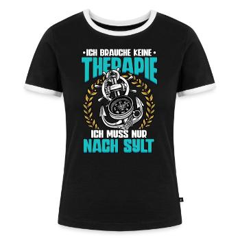 Sylt - Frauen Kontrast-T-Shirt - Schwarz/Weiß - Vorne - Selfina (174cm)