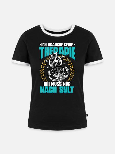 Sylt - Frauen Kontrast-T-Shirt - Schwarz/Weiß