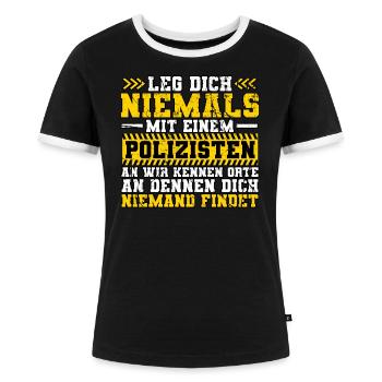 Polizist Polizei - Frauen Kontrast-T-Shirt - Schwarz/Weiß - Vorne - Selfina (174cm)