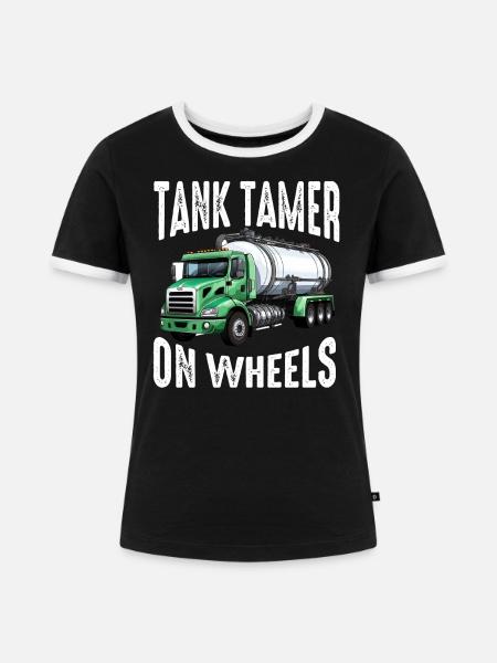 Klärgrubenpumpen-Servicer, Kanalsystem-Installateur - Frauen Kontrast-T-Shirt - Schwarz/Weiß