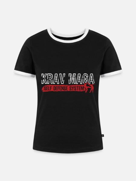 Krav Maga - Frauen Kontrast-T-Shirt - Schwarz/Weiß