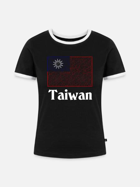 Taiwan Flag taiwan - Frauen Kontrast-T-Shirt - Schwarz/Weiß