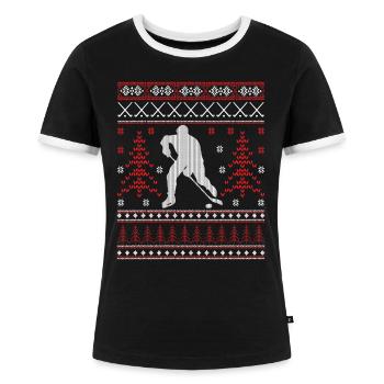 Eishockey - Ugly Christmas - Frauen Kontrast-T-Shirt - Schwarz/Weiß - Vorne - Selfina (174cm)