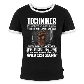 TECHNIKER - Ehre und Stolz - Frauen Kontrast-T-Shirt - Schwarz/Weiß - Vorne - Selfina (174cm)
