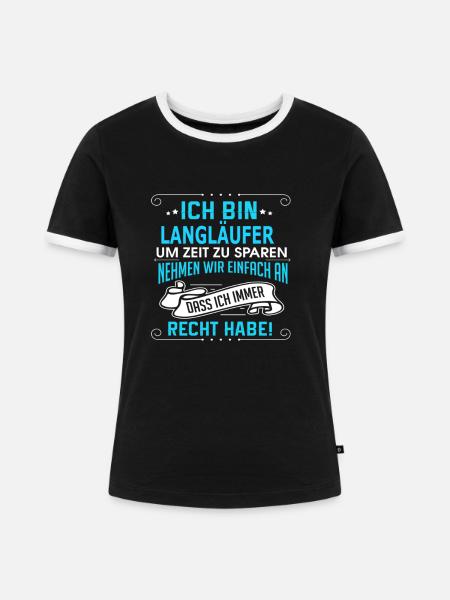 LANGLÄUFER - Frauen Kontrast-T-Shirt - Schwarz/Weiß