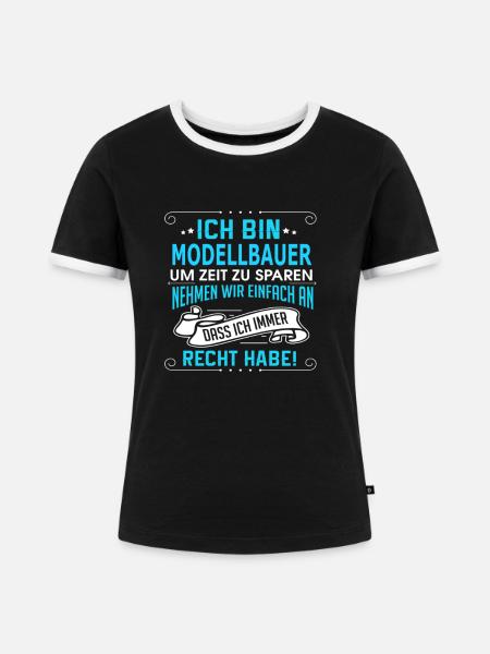 MODELLBAUER - Frauen Kontrast-T-Shirt - Schwarz/Weiß