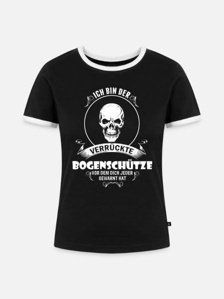 Verrückter Bogenschütze Oberteil - Frauen Kontrast-T-Shirt - Schwarz/Weiß