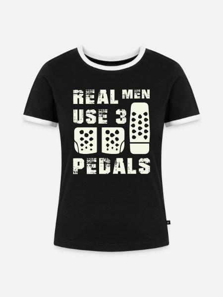 Real Men Pedals Shirts - Frauen Kontrast-T-Shirt - Schwarz/Weiß