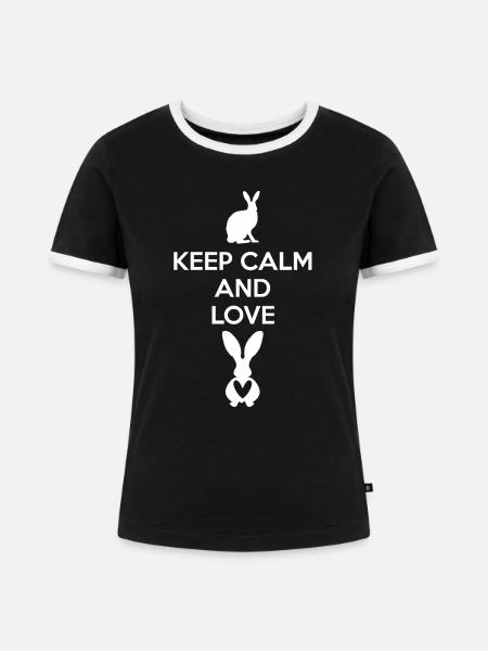 Hasen - Hase - Hasenbesitzer - Keep Calm - Frauen Kontrast-T-Shirt - Schwarz/Weiß