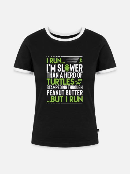 Running Slow - Frauen Kontrast-T-Shirt - Schwarz/Weiß