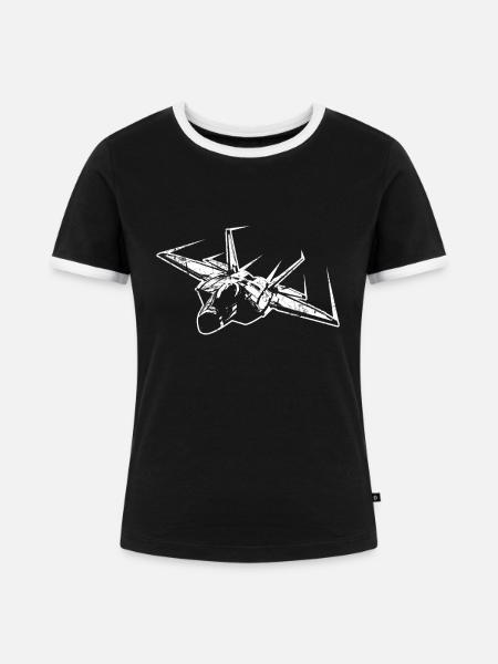 Pilot Kampfjet Militär Düsenjet Kampfpilot - Frauen Kontrast-T-Shirt - Schwarz/Weiß