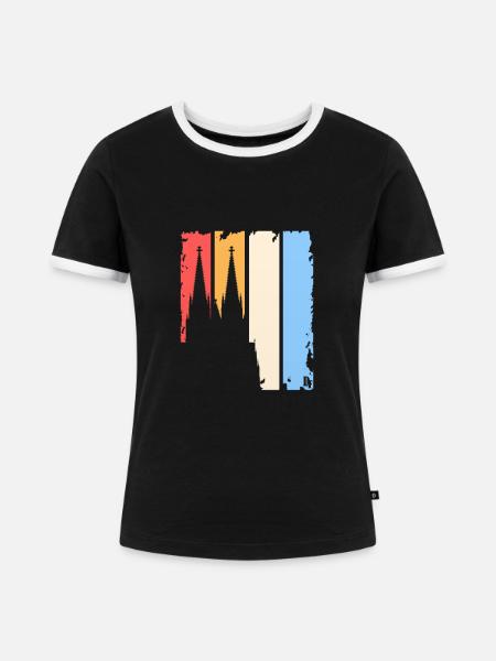 Vinatge Ko ln - Frauen Kontrast-T-Shirt - Schwarz/Weiß