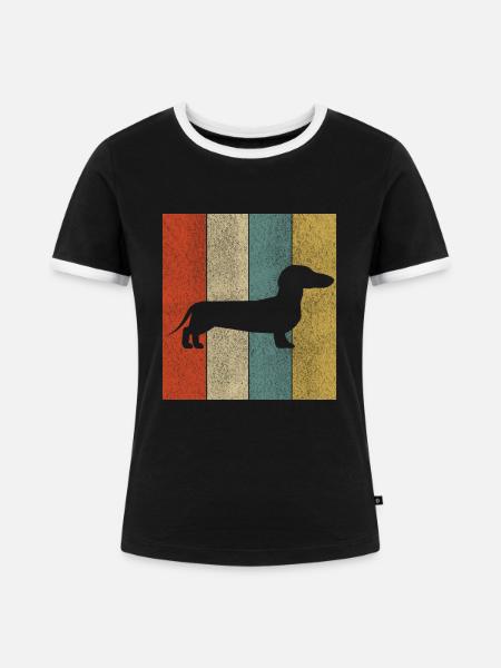 Dachshund Dackel Teckel Geschenk Hund - Frauen Kontrast-T-Shirt - Schwarz/Weiß