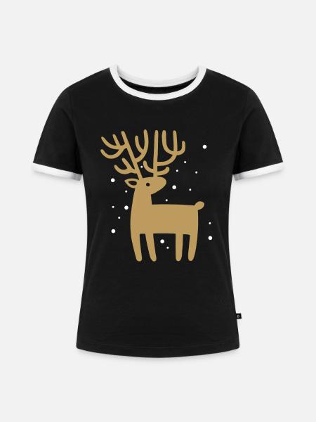 Reindeer - Frauen Kontrast-T-Shirt - Schwarz/Weiß