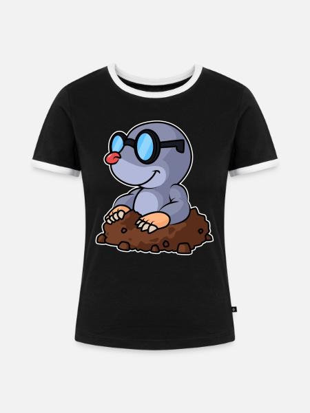Maulwurf - Frauen Kontrast-T-Shirt - Schwarz/Weiß
