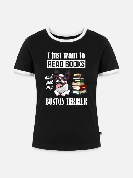 Boston Terrier - Frauen Kontrast-T-Shirt - Schwarz/Weiß