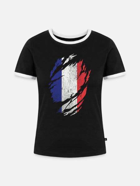 france - Frauen Kontrast-T-Shirt - Schwarz/Weiß