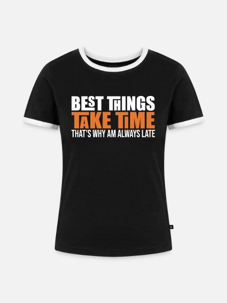 Funny Take Time - Frauen Kontrast-T-Shirt - Schwarz/Weiß