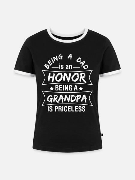 Stolzer Opa - Frauen Kontrast-T-Shirt - Schwarz/Weiß