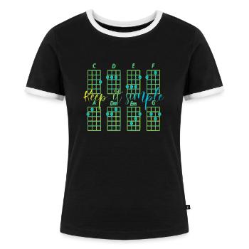 keepitsimple ukulelen akkorde - Frauen Kontrast-T-Shirt - Schwarz/Weiß - Vorne - Selfina (174cm)