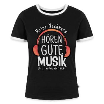Musiker Gitarrist Gitarre - Frauen Kontrast-T-Shirt - Schwarz/Weiß - Vorne - Selfina (174cm)