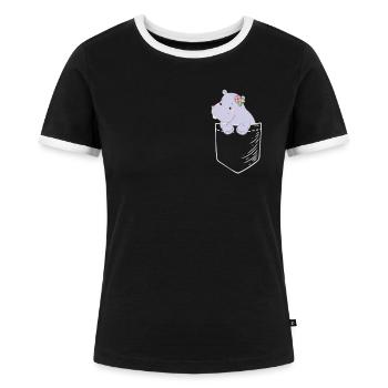 Nilpferd - Frauen Kontrast-T-Shirt - Schwarz/Weiß - Vorne - Selfina (174cm)