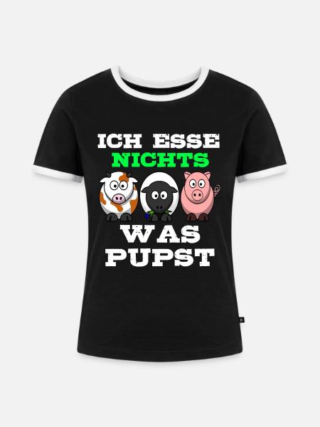 Vegetarier Vegetarierin vegetarisch fleischlos - Frauen Kontrast-T-Shirt - Schwarz/Weiß