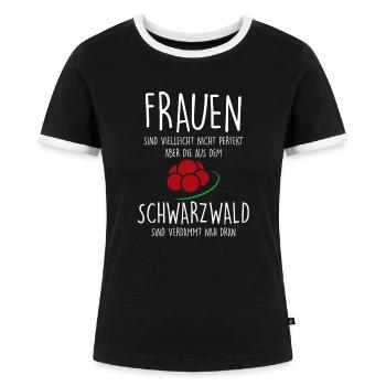 Frauen Nicht Perfekt Schwarzwald Freiburg - Frauen Kontrast-T-Shirt - Schwarz/Weiß - Vorne - Selfina (174cm)