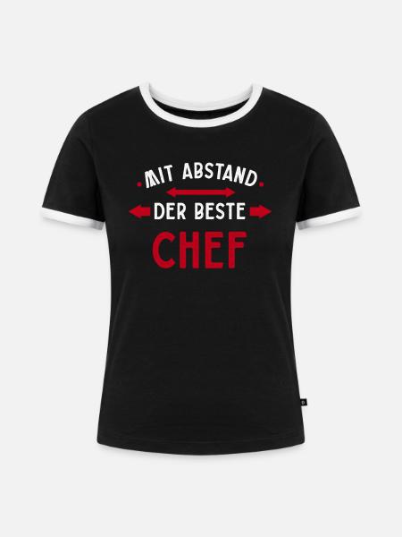 Beste Chef mit Abstand - Frauen Kontrast-T-Shirt - Schwarz/Weiß
