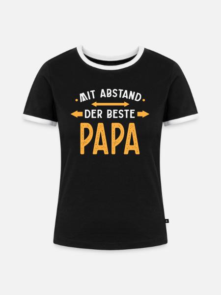Beste Papa Mit Abstand - Frauen Kontrast-T-Shirt - Schwarz/Weiß