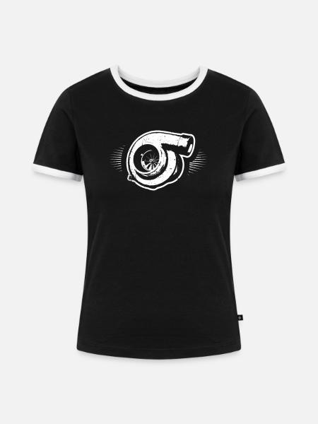 Turbo - Frauen Kontrast-T-Shirt - Schwarz/Weiß
