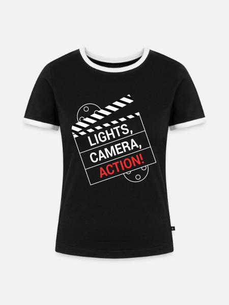 Licht Kamera Action Filmklappe - Frauen Kontrast-T-Shirt - Schwarz/Weiß