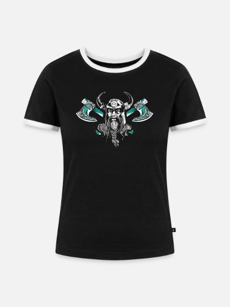 Wikinger - Frauen Kontrast-T-Shirt - Schwarz/Weiß