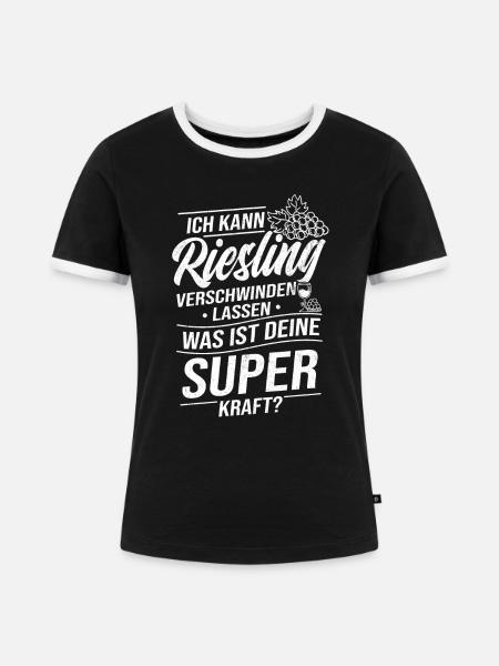 Riesling Wein - Frauen Kontrast-T-Shirt - Schwarz/Weiß