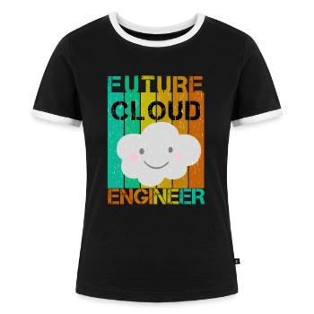 FUTURE CLOUD ENGINEER - Frauen Kontrast-T-Shirt - Schwarz/Weiß - Vorne - Selfina (174cm)