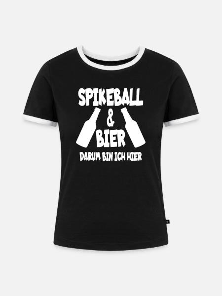 Spikeball & Bier Spikeballspieler Geschenk - Frauen Kontrast-T-Shirt - Schwarz/Weiß