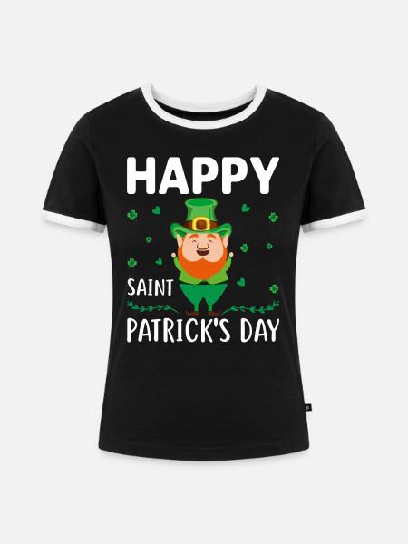 Happy Saint Patrick´s Day - Frauen Kontrast-T-Shirt - Schwarz/Weiß