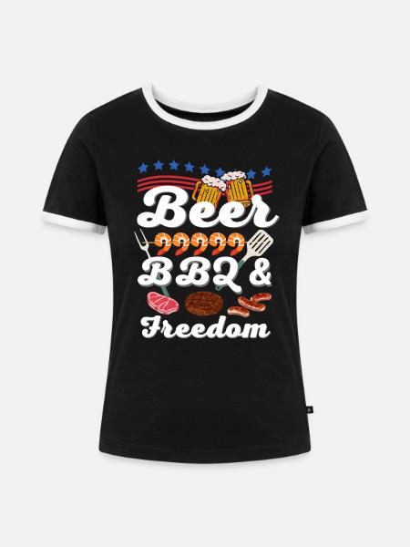 Biergrill & Freiheit - Frauen Kontrast-T-Shirt - Schwarz/Weiß