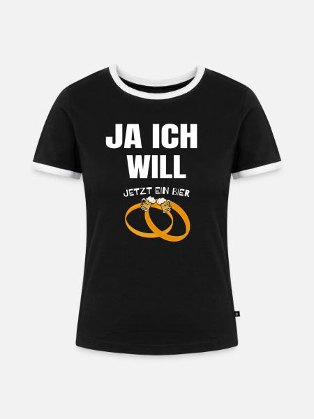 JA ICH WILL - Frauen Kontrast-T-Shirt - Schwarz/Weiß