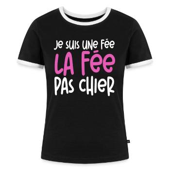 Frauenhumor Die Fee Pachier Geschenk - Frauen Kontrast-T-Shirt - Schwarz/Weiß - Vorne - Selfina (174cm)