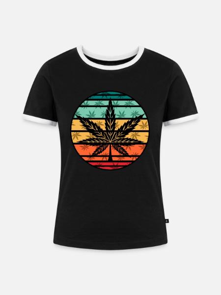 Cannabis - Frauen Kontrast-T-Shirt - Schwarz/Weiß