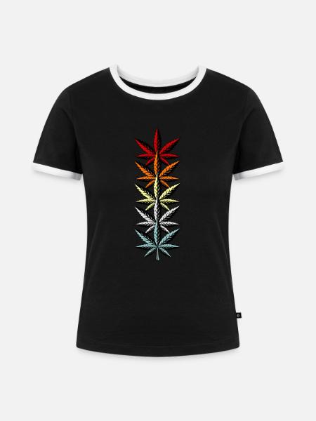Cannabis - Frauen Kontrast-T-Shirt - Schwarz/Weiß