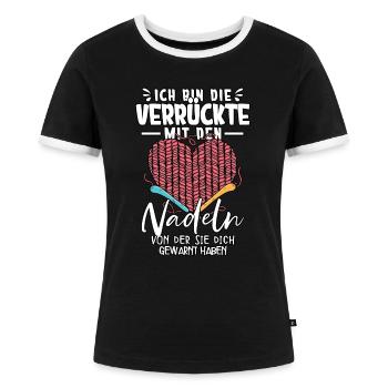Häkeln - Frauen Kontrast-T-Shirt - Schwarz/Weiß - Vorne - Selfina (174cm)